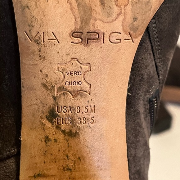 Via Spiga Silvie Block Heel Booties Anthracite Suede - Picture 14 of 14